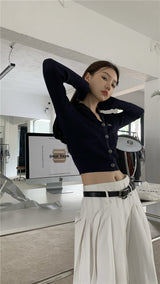オーロラセーラートップ/Aurora Navy Collar Top
