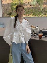 レースアップブラウス /  laceup white blouse