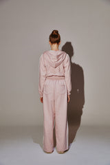 Lace Tape Hood Zip-Up Pink