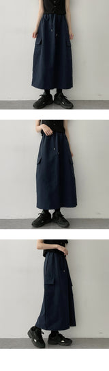 ピークバンディングナイロンロングスカート / Peak banding nylon long skirt