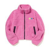 KIRSH X MISAKI KAWAI FLEECE MIX PATCH STADIUM JACKET [PINK]