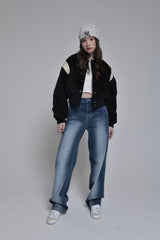 クロップバーシティージャンパー / crop varsity jumper (black)
