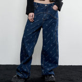  Curved Wide Denim Pants (DEEP BLUE)