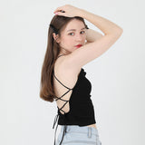 バックスリットクロップスリーブレス / Back Slit Crop Sleeveless Black