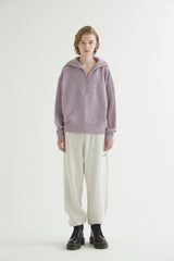 HALF ZIP UP PUNCHING ARGYLE SWEATER LAVENDER (6613773844598)
