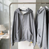 Black brushed pearl hooded zip-up