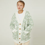 YK leopard knit cardigan