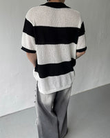 OA Lagoon Coloring Collar Short-Sleeved Knitwear