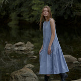 ボタンシャーリングロングドレス / Button shirring long dress