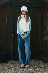 POCKET POINT 2 WAY CROP FUR JACKET [IVORY]