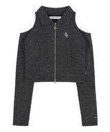 [NF] SHOULDER CUT-OUT ZIP UP (BLACK)_F23QZ268