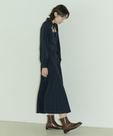 HIGH WAIST FLARE MAXI SKIRT - NAVY (6689408450678)