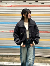 [MADE] Beckin high neck knit color combination balloon aviation jumper