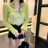 Green Cardigan Top Set (6686020272246)