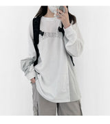 (ユニセックス) レーシングカラールーズロングスリーブTシャツ / (Unisex) Lacing Color Loose Long Sleeve T (2 colors)