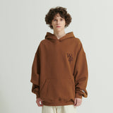 WHATTHE 3D ロゴ刺繍パーカー/WHATTHE 3D Logo Embroidered Hoodie (Heavy Sweat) Brown