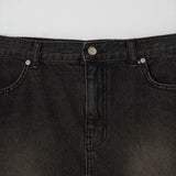 Denim Unbalanced Pleats Skirt