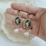 クラッシックフラワーズオイルペインティングピアス / Classic Flowers Oil Painting Piercing