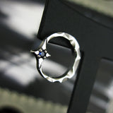 クレセントライトS1シルバースタッズイヤリング / Crescent light-S1 Blue Sapphire silver stud earring (4595528958070)
