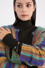 ニッティングウィズドロップチェーンバングルブレスレット/Knitting with drop chain bangle bracelet (Gold)