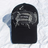 denim patchwork ball cap (washed black)