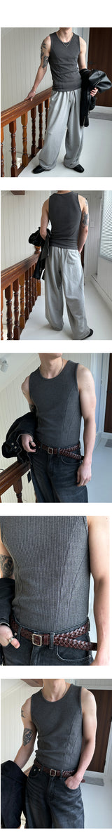 [MUSCLE FIT] Double cutting sleeveless(3color)