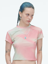 オーバーザレインボーシャーベットクロップ半袖Tシャツ / Over The Rainbow Sherbet Crop T no.1