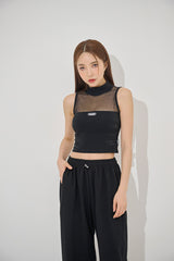 ミッドシースルー クロップドノースリーブ/mid see-through cropped sleeveless(9185)