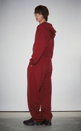 HAIF-ZIP HOODIE (CROP)_DARK RED