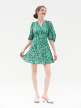 PUFF SLEEVES V NECK ONEPIECE_GREEN (6580887847030)