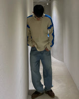 フィードカラーエフェクトウェーブリブドニット / feed color effects wave ribbed knit 2color