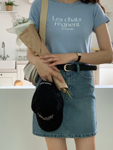ルシャレタリングＴシャツ / LES CHATS LETTERING T-SHIRTS SKY BLUE