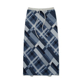 CHECK PATTERN KNIT LONG SKIRT [BLUE]