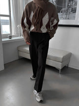 ASCLO Mohair Argyle V Cardigan (3color)