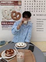ボーイリンクルシフォンスクエアチェックシャツ