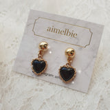 ブラックハートピアスアンドチョーカーネックレスセット / Black Heart Piercing and Choker Necklace Set