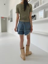 レイヤードショートデニムパンツ/Layered Short Denim Pants