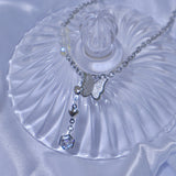 Butterfly Holographic Gemstone Heart Necklace