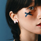 [925 SILVER] ミニサテンリボンピアス