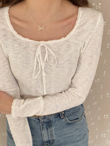 アイレットリボンパールネックレス / [925silver] Eyelet ribbon pearl necklace