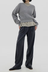 ウールバルーンVネックニット / Wool balloon V-neck knit (5color)