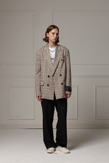 Two-button suit jacket - Beige check (4622118912118)