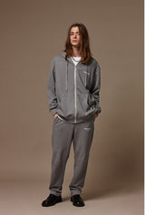 Pigment washed zipup hoodie - Grey (4622122680438)