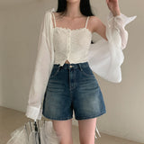 [Bellide made] Vintage Wood Washing Denim Shorts