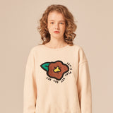 SETSETSET BIG FLOWER NAPPING SWEAT SHIRT IVORY (6652492742774)