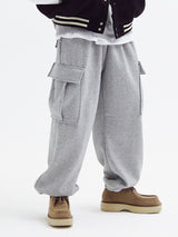 Balloon over cargo fleece jogger pants Melange Gray