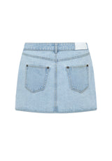 アシメトリックボタンミニスカート / ASYMMETRIC BUTTON MINI SKIRT (BRIGHT DENIM)