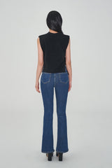 ハイウェストセミブーツカットスパンデックスデニムパンツ/HIGH WAIST SEMI BOOTSCUT SPANDEX DENIM PANTS [6861]