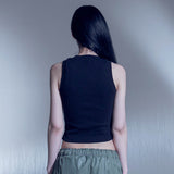 ロゴ刺繍ノースリーブ / LOGO EMBROIDERY SLEEVELESS (BK)
