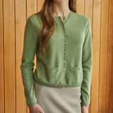 100%cashmere steel button pocket cardigan_olive green (6653780131958)